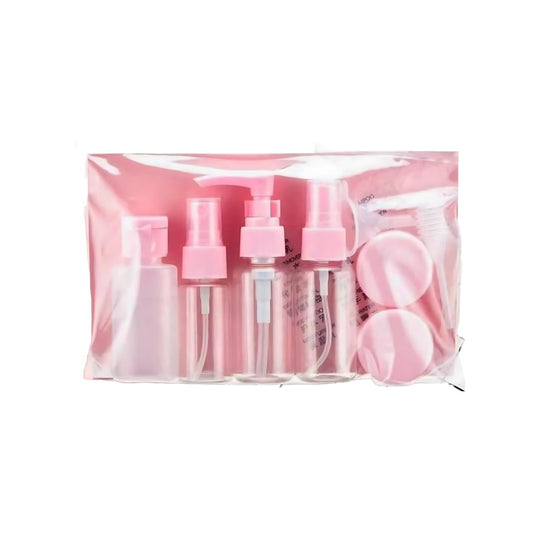 7-Piece Travel Bottles Set, Durable Reusable Transparent Plastic Bottles for Cosmetics, Perfume, and Skincare, Travel Kit for Women