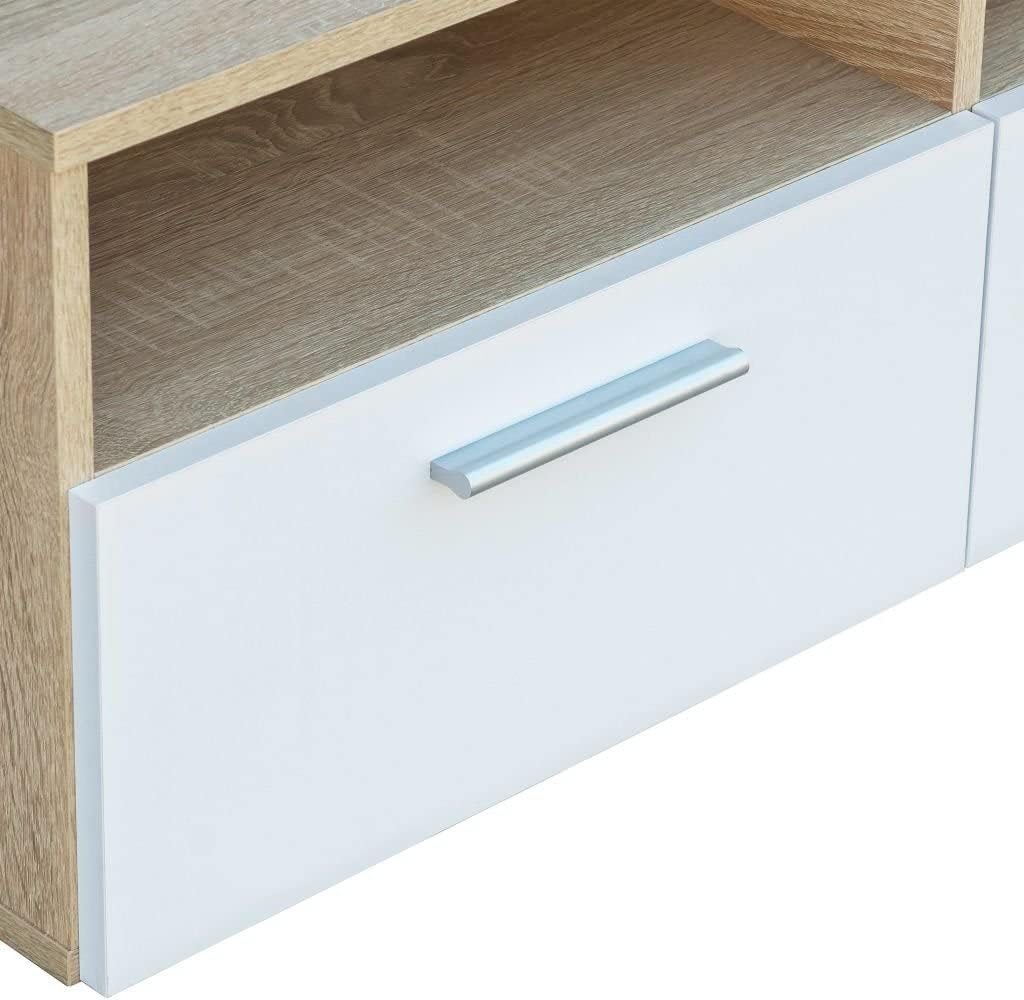 TV Unit in a Clean White Finish, Contemporary Entertainment Center Media Console Suitable for s and minimalist Decor, Simple and Elegant Living Room Furniture