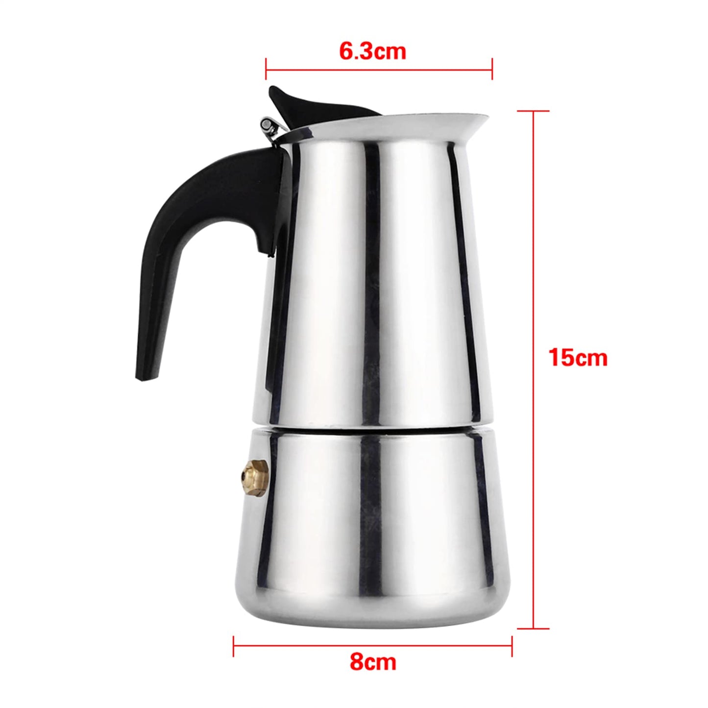Jenngaoo Espresso Maker, 2/4/6/9 Cups Mocha Pot Portable Stainless Steel Italian Espresso Coffee Machine for Gas Cookers, Cookers and Induction (2 Cups - 100 ml)