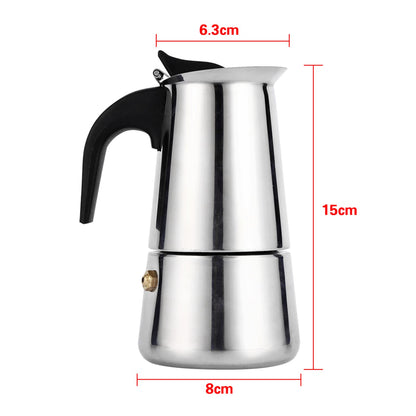 Jenngaoo Espresso Maker, 2/4/6/9 Cups Mocha Pot Portable Stainless Steel Italian Espresso Coffee Machine for Gas Cookers, Cookers and Induction (2 Cups - 100 ml)