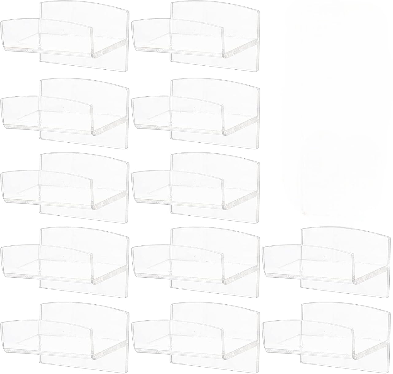 Clear Acrylic Adhesive Hat Hooks, 12-Pack Minimalist Baseball Cap Racks and Wall Organizers for Office, Bedroom, and Bathroom