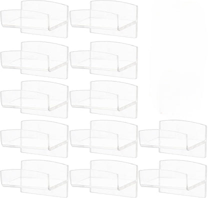 Clear Acrylic Adhesive Hat Hooks, 12-Pack Minimalist Baseball Cap Racks and Wall Organizers for Office, Bedroom, and Bathroom