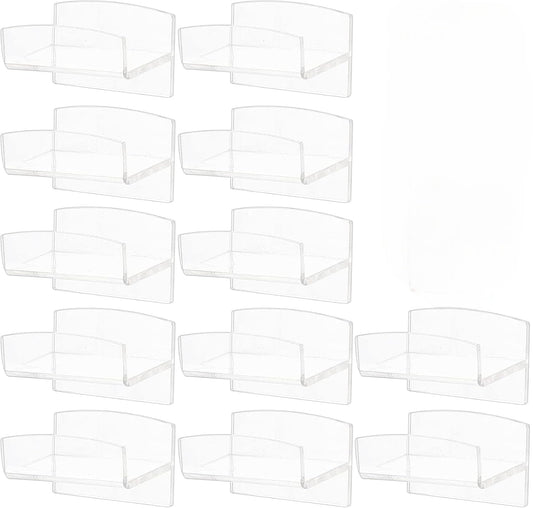 Clear Acrylic Adhesive Hat Hooks, 12-Pack Minimalist Baseball Cap Racks and Wall Organizers for Office, Bedroom, and Bathroom