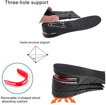 Shaboo Prints Height Increase Insoles Air Taller Cushion Shoes Insoles 4-Layer Heel Insert for Men