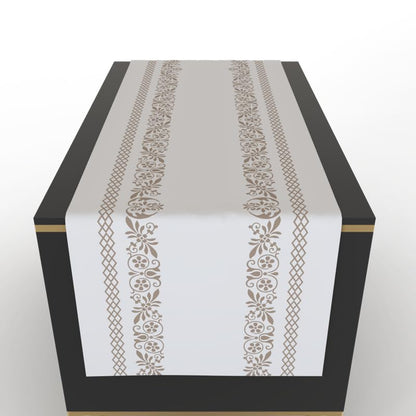 Terra Cotton-Like Table Runner, a Decorative Centerpiece in White & Beige, 35x140 cm, with a Subtle and Earthy Design for a Calm, Minimalist, or Modern Dining Table Decor