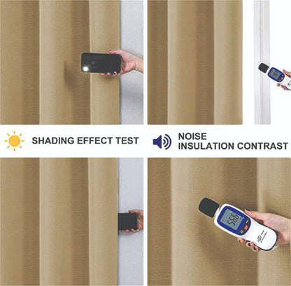 INtex Curtains Linen 100% Blackout Curtains for Bedroom Living Room Thermal Insulated Fabric -Room Darkening -Steel Grommet Window Curtains -1 Piece Ivory 140W X 250L CM