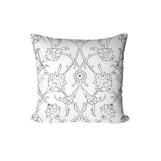 Canvas Ornament Junior Cushion Cover in Black & White, a durable decorative pillow for kids with a creative pattern, 40x40 cm, perfect for encouraging imagination in a stylish child's room
