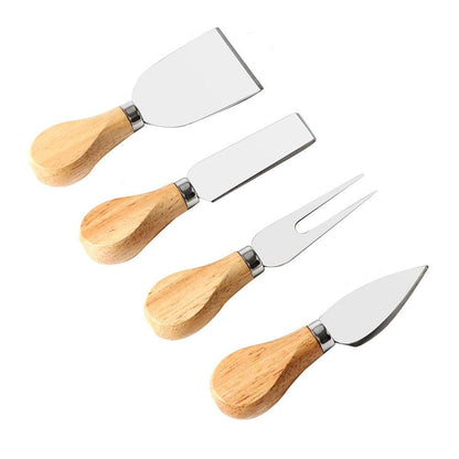 4pcs Cheese Knives Set bamboo wood Handle Stainless Steel Blades Cheese Knife slicer Kit Cooking Cutter