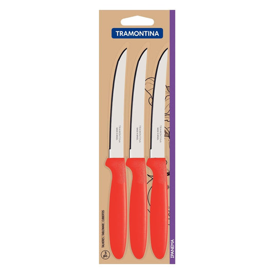 Fruit Knife with Handle 3-Piece Pack, 5-Inch Length, Red - Designed for High Performance and Durability, Ideal for Professional and Home Kitchens, Precision Crafted for Every Culi