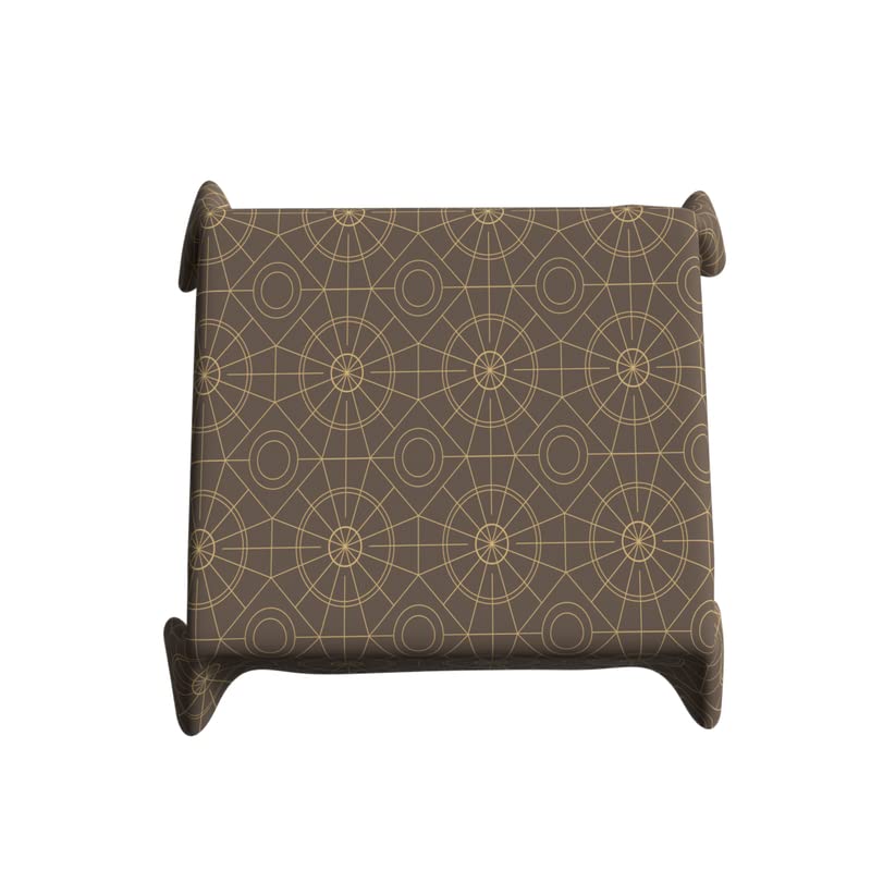 Islamteric Waterproof Tablecloth in Brown & Gold, a 140x140 cm Square Table Cover made from Spillproof Polyester, a Durable Protector with an Elegant Islamic Pattern for Dining