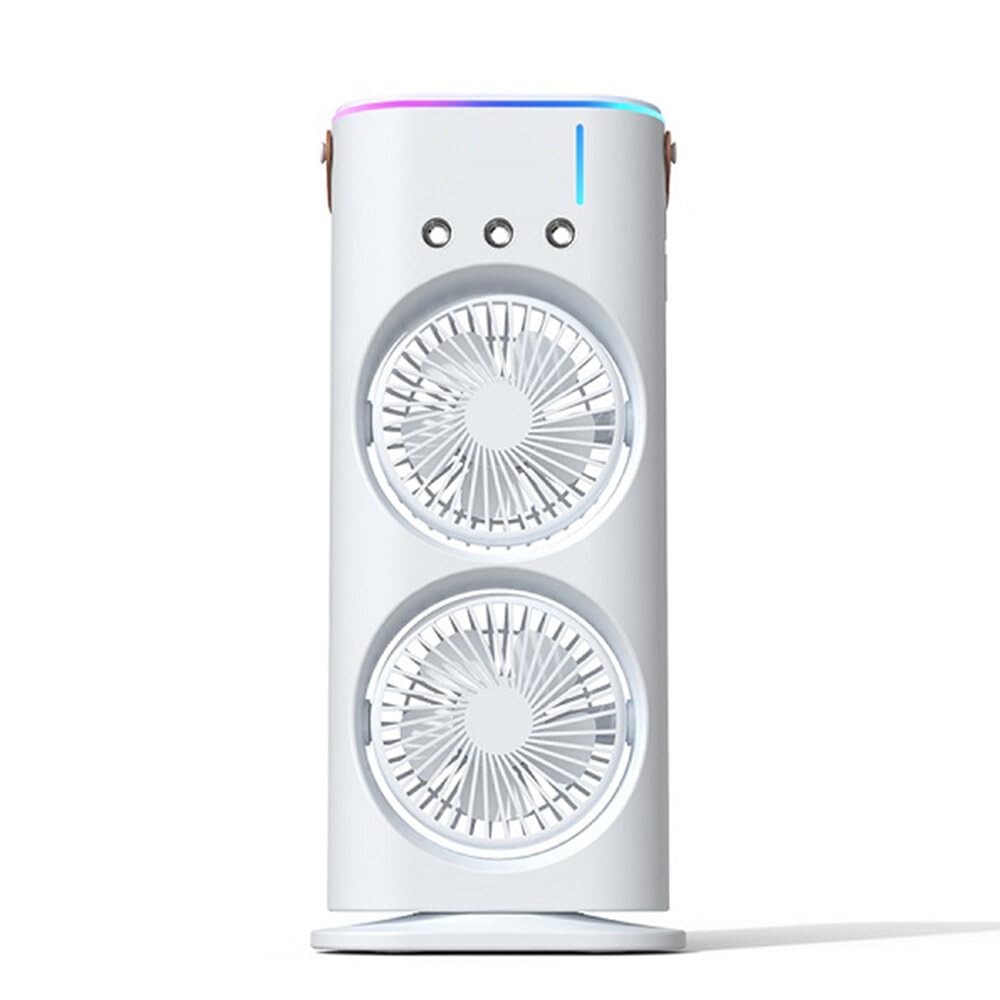 Portable Cooling Fan with Remote Control, 3 Speed Modes, Rotatable with water Tank Mini Air Cooler, Mist Cooling Fan