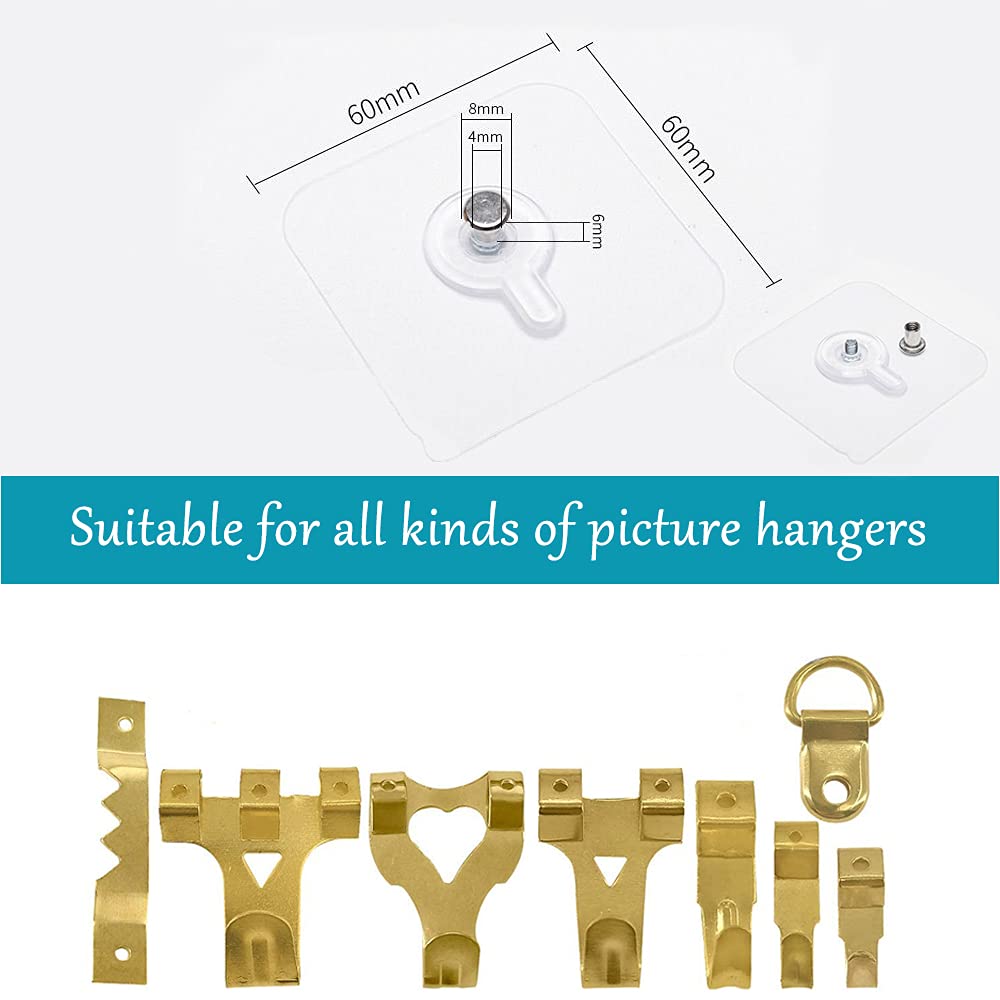 10 Pieces Wall Picture Hangers, Wall Picture Nail Stickers, Transparent Adhesive Hooks Waterproof for Hanging Paintings, Photos, Painting, Clock, No Drilling
