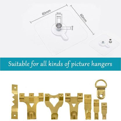 10 Pieces Wall Picture Hangers, Wall Picture Nail Stickers, Transparent Adhesive Hooks Waterproof for Hanging Paintings, Photos, Painting, Clock, No Drilling