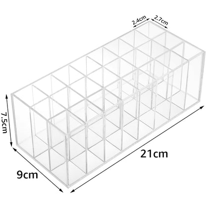 Clear Acrylic Lip Gloss and Lipstick Organizer, 24-Slot Makeup Display Holder for Lipgloss Tubes and Lipsticks, Ideal for Vanity, Bathroom or Beauty Counter Use, Transparent Stand