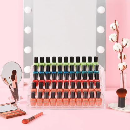 Tier Tiered Acrylic Makeup Organizer, Wide Display Rack for Lipstick, Nail Polish, and Eyeshadow, Clear Countertop Stand for Essential Oils, Paints, and Retail Displays