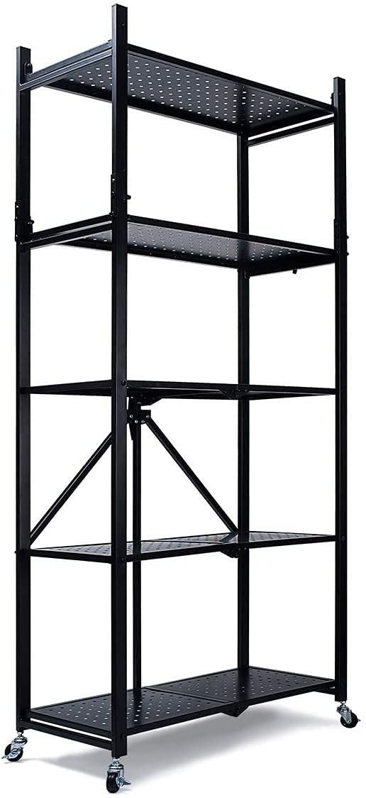 Malson Metal Storage Rack with Wheels, 5-Tier Storage Shelf Heavy Duty Storage Shelving Unit and Metal Organizer Wire Rack for Home Office Kitchen Bathroom Organization