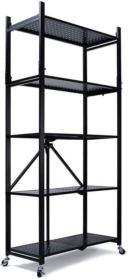 Malson Metal Storage Rack with Wheels, 5-Tier Storage Shelf Heavy Duty Storage Shelving Unit and Metal Organizer Wire Rack for Home Office Kitchen Bathroom Organization