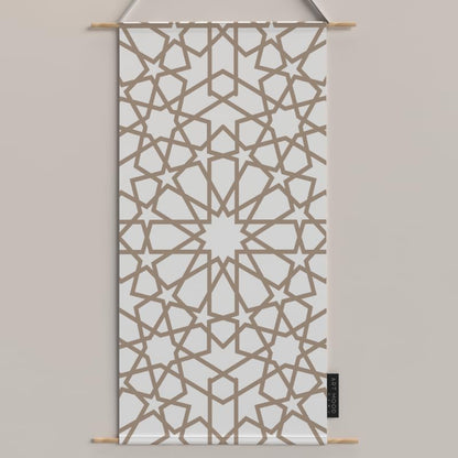 Ramadan's Unique Nova Velvet Fabric Posters Set, a Wall Art Decor Kit for Festive Home Decor, Beige & White, a Celestial-Inspired Islamic Design for Living Room or Bedroom