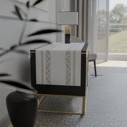 Terra Cotton-Like Table Runner, a Decorative Centerpiece in White & Beige, 35x140 cm, with a Subtle and Earthy Design for a Calm, Minimalist, or Modern Dining Table Decor