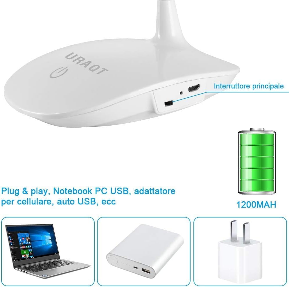 NAGFA SHOP USB Portable Eye-CareTable Lamp, 3 Light Modes Office Gooseneck Lamp, LED Desk Lamp, Touch Control, Used for Study, Drawing Board, Piano, Craft, Study,