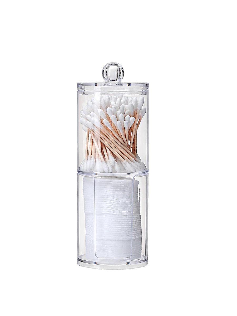 Two-layer Cotton Pads Container Storage Box Case Cosmetics Organizer Transparent