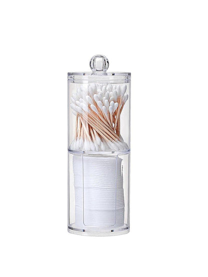 Two-layer Cotton Pads Container Storage Box Case Cosmetics Organizer Transparent