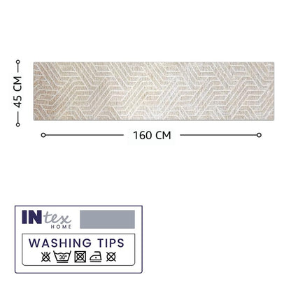 INtex Home Table Runner, Nadia’s Geometric Design in Heavy Duty Velvet Linen Fabric, Elegant Rectangular Accent for Reception Living Room or Special Occasions - 1 Pc- 40 x 130 cm - Café