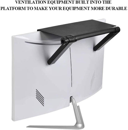 Friusate TV Adjustable Screen Rack - Foldable Monitor Top Shelf with Mount Organizer Stand, Bracket Holder for Cable Box, TV, Camera Frames, Remote & Home Decor