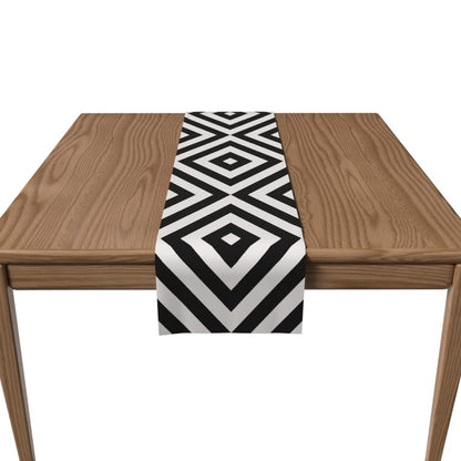 Velvet Mono Runner in Black & White, a Plush Decorative Centerpiece with a Striking Monochromatic Pattern, 35x140 cm, adding Modern Luxury and Bold Design to your Dining Table