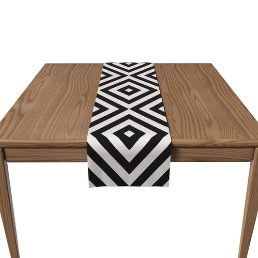 Velvet Mono Runner in Black & White, a Plush Decorative Centerpiece with a Striking Monochromatic Pattern, 35x140 cm, adding Modern Luxury and Bold Design to your Dining Table