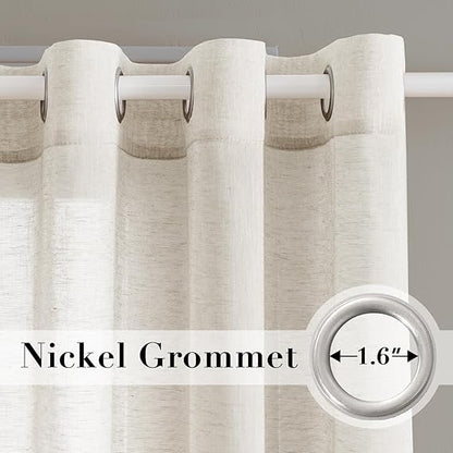 INtex CURTAINS House Semi-Transparent Linen Sheer Curtain, Lightweight Fabric with Steel Grommets, Elegant One Piece Window Panel for Living Room or Home Décor - 400 W x 270 L - Café
