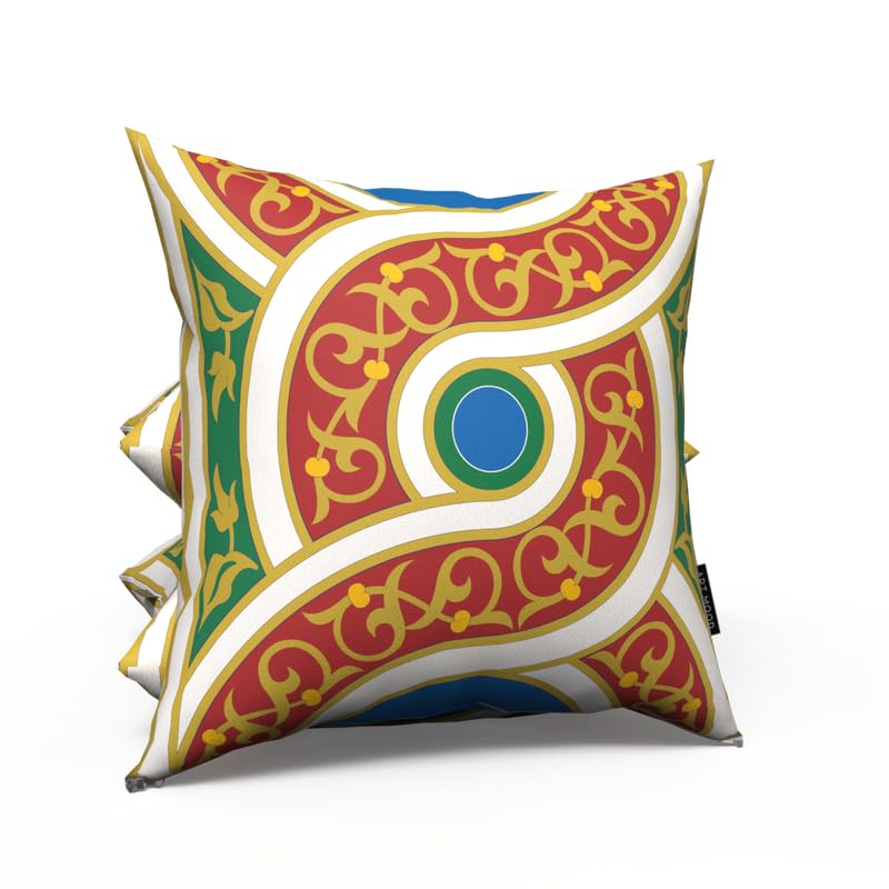 Orient Velvet Cushion Cover in White & Beige, a 40x40 cm decorative throw pillow with an elegant Eastern-inspired pattern, perfect for a sophisticated and serene Ramadan home setting