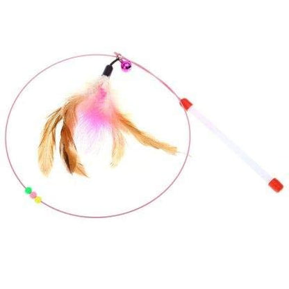 Colorful feather tease cat toy funny cat catcher teaser stick rod pet toys