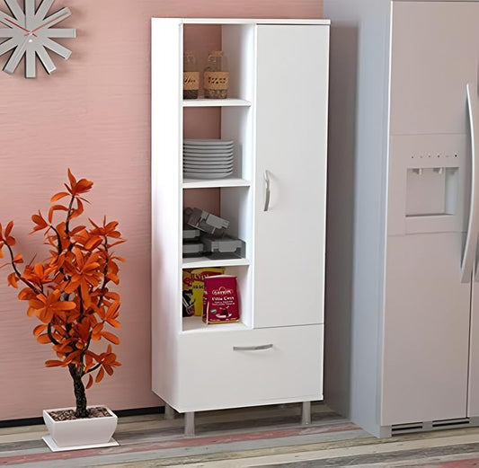 Organizing Unit in White, Multi-purpose Storage Cabinet for Kitchen and Any Place in the House, Freestanding Utility Cupboard with Shelves and Ample Space