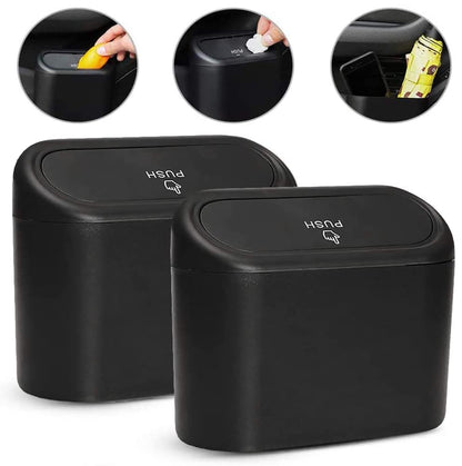 Car Trash Can with Lid, Multifunctional Folding Dustbin Garbage Holder, Leak-Proof Hanging Mini Trash Container, Organizer for Cars, Homes, Offices, Travel (Black)