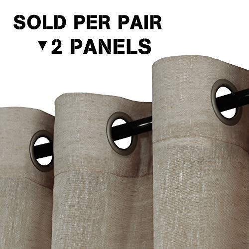 INtex Curtains Semi-Transparent Natural Linen Curtains with Elegant Sheer Fabric and Steel Grommets - 1 Piece 200W x 230L CM Dark gery
