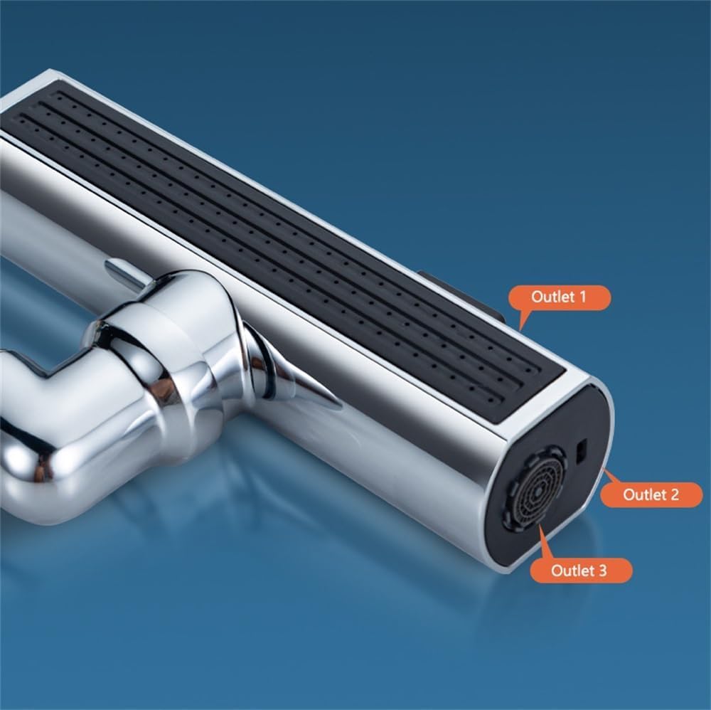 P PIPITA New Waterfall Kitchen Faucet, 3 In 1 360° Rainfall Kitchen Sink Faucet, Multi Function Faucet for Washing Vegetable Fruit, Anti-Splash Device for Kitchen, Bathroom,Silver