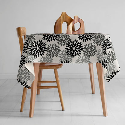INTEX HOME Linen Velvet Floral Tablecloth, Textured Fabric for Elegant Dining, Special Occasions and Home Decor, Ultra-Soft, Wrinkle-Resistant, Spill-Proof, 130 x 190 cm, Black and Grey