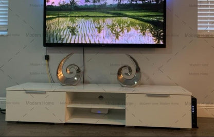 TV Unit in Clean White Finish, Large 160cm Entertainment Center Console Suitable for Big Screens and Decor, Sleek and Minimalist Design for Living Room