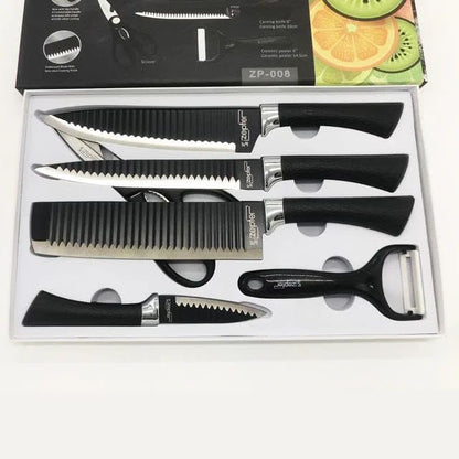 Kitchen Knife Set 6 Pieces With Scissors And Peeler Rust Resistant Non-Stick