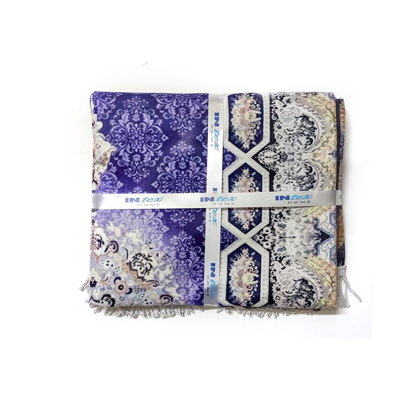 INtex Home Velvet Padded Prayer Rug, Multicolor Islamic Persian Design, Soft Printed Fabric with Anti-Slip Layer, Comfortable and Cushioned, 70x110 cm