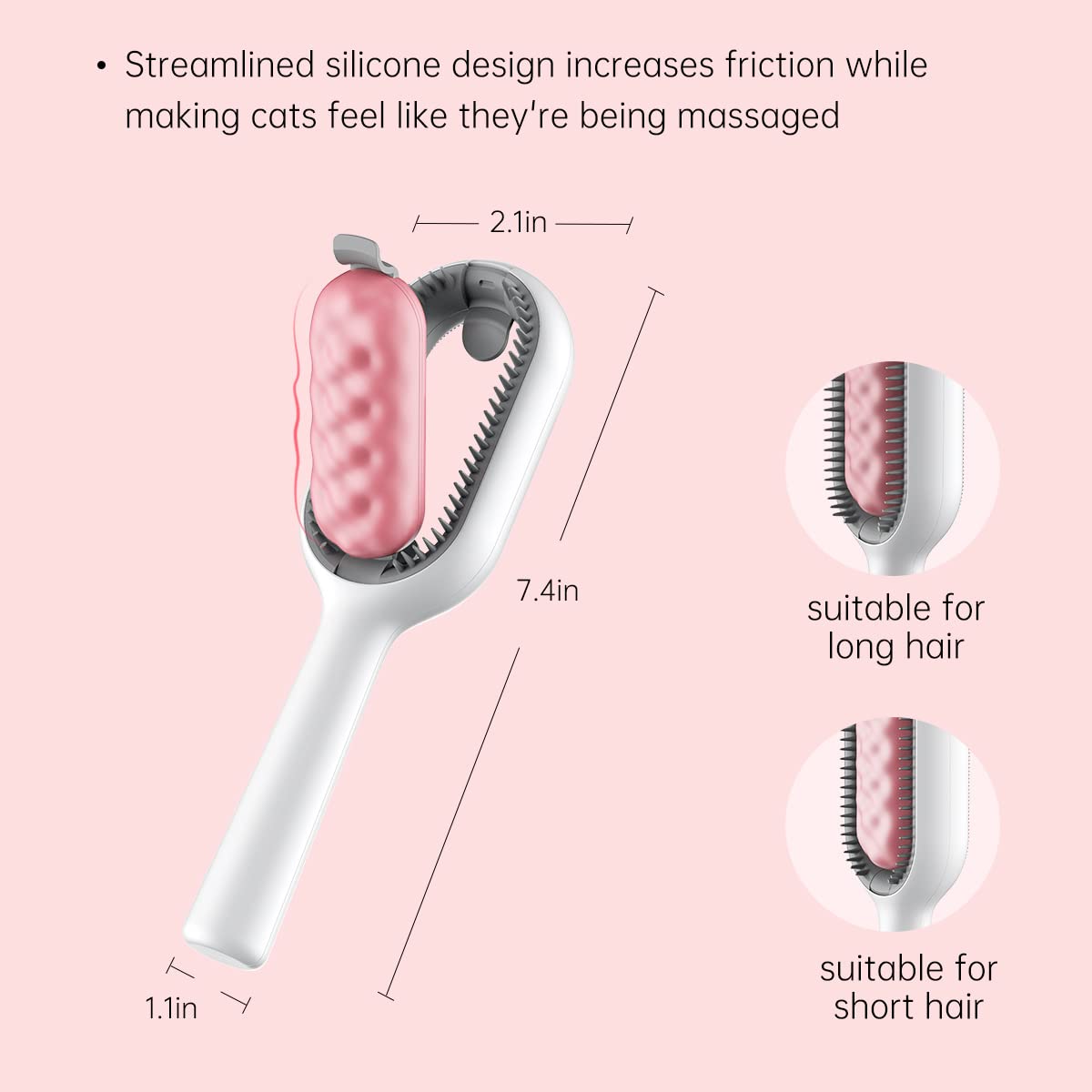 Petgravity Cat Cleaning Brush Self Cleaning Slicker Brushes for Dogs Cats Pet Grooming Brush Tool Gently Removes Loose Undercoat Mats Tangled Hair Slicker Brush for Pet Massage (ShortHaired Pink)