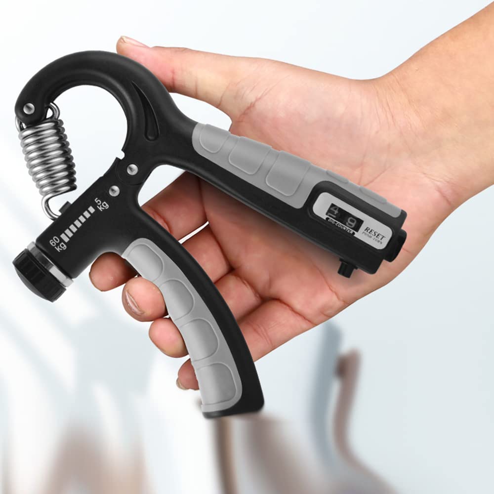 VIKKI Hand Grips Strengthener, 5-60 kg Adjustable Grips Strengthener Exerciser with Monitor, Power Trainer Gripper for Strong Wrists, Fingers, Forearm, Hands, Recovery for Athletes.