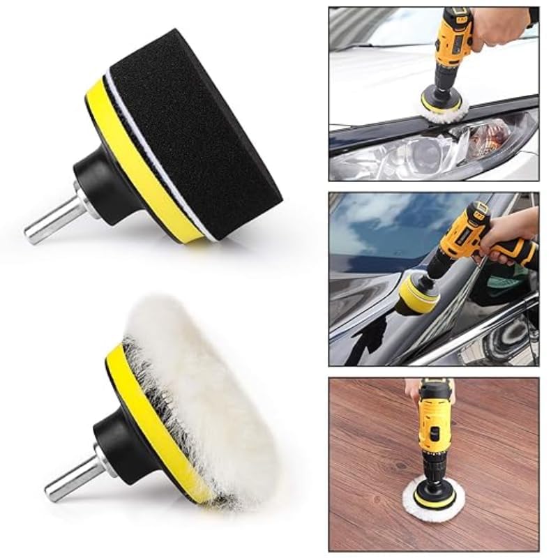 Foam Polisher Flat Sponge Buffing Polishing Pad Kit With M10 Drill Adapter For Compounding/Cleaning/Polishing Set Of 11 Pieces - Multi Color