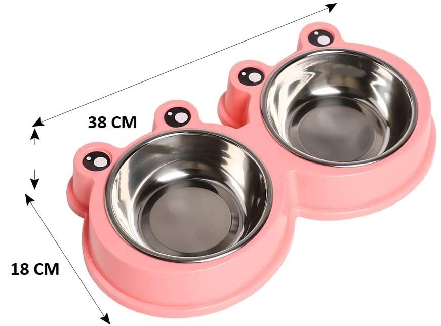 Stainless Steel Double Bowls for Dog & Cat (38cm x 18cm)
