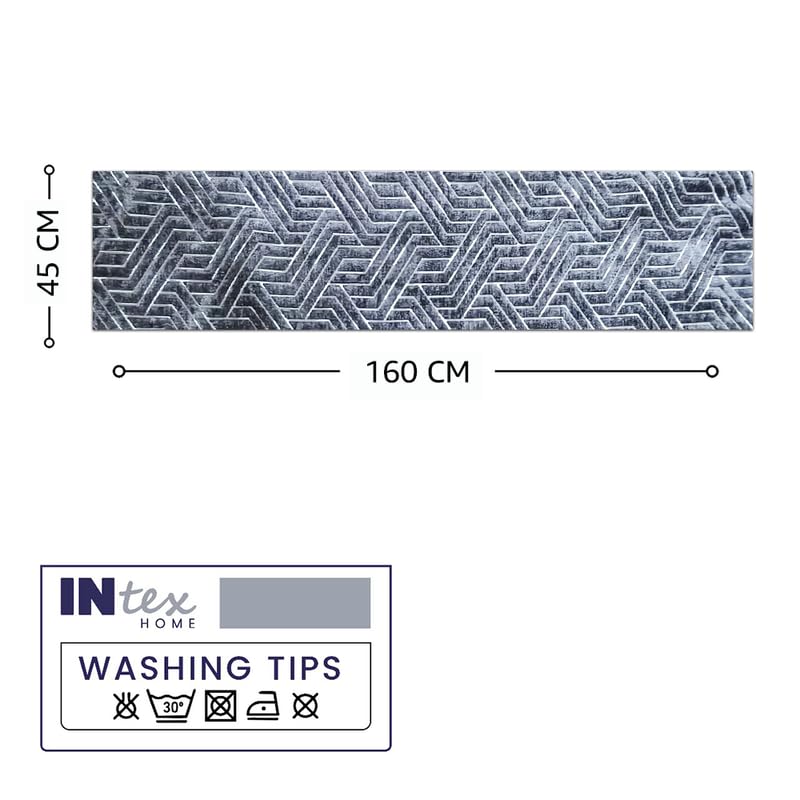 INtex Home Table Runner, Nadia’s Geometric Design in Heavy Duty Velvet Linen Fabric, Elegant Rectangular Accent for Reception Living Room or Special Occasions - 1 Pc- 40 x 130 cm - Café