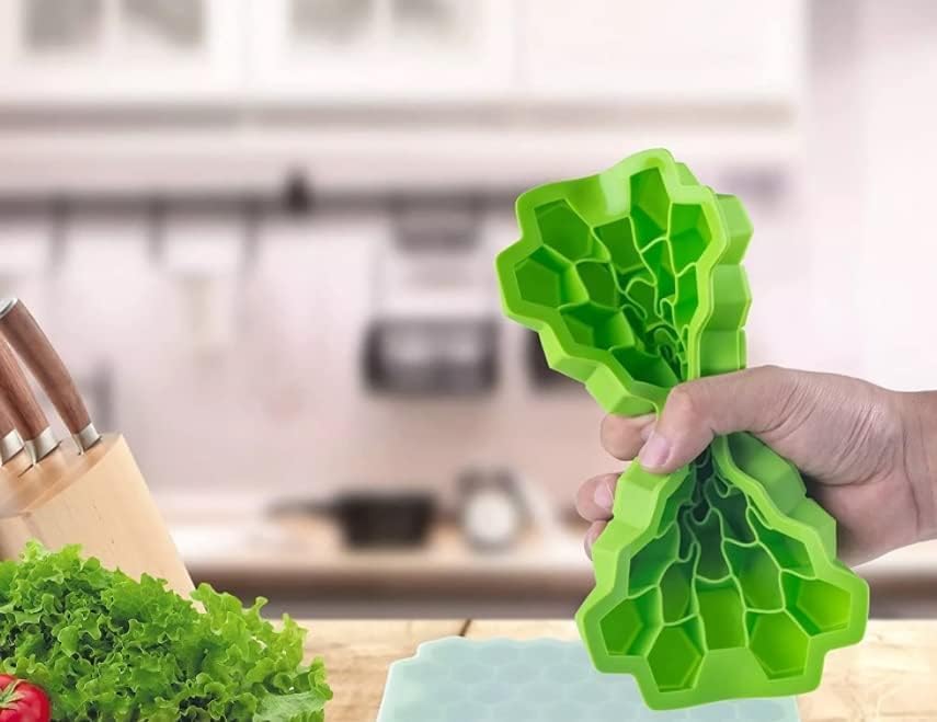 Windpas Honeycomb Rubber Silicone Ice Cube Mold with Lid 37 Holes, Flexible and Soft for Freezer for Small Blocks (Multicolor) (1)