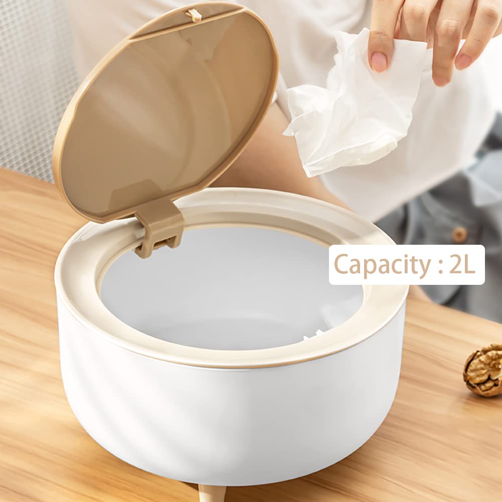 Storage Trash Can, Mini Plastic Waste Bin with Press Top Lid, Compact Design for Office, Kitchen, Under Desk, Multi-Purpose Waste Basket, Easy to Clean