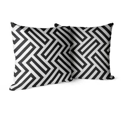 Velvet Cushion Cover in a striking Black & White pattern, 40x40 cm, a plush and luxurious decorative pillow that adds a touch of modern sophistication and bold contrast to your sofa