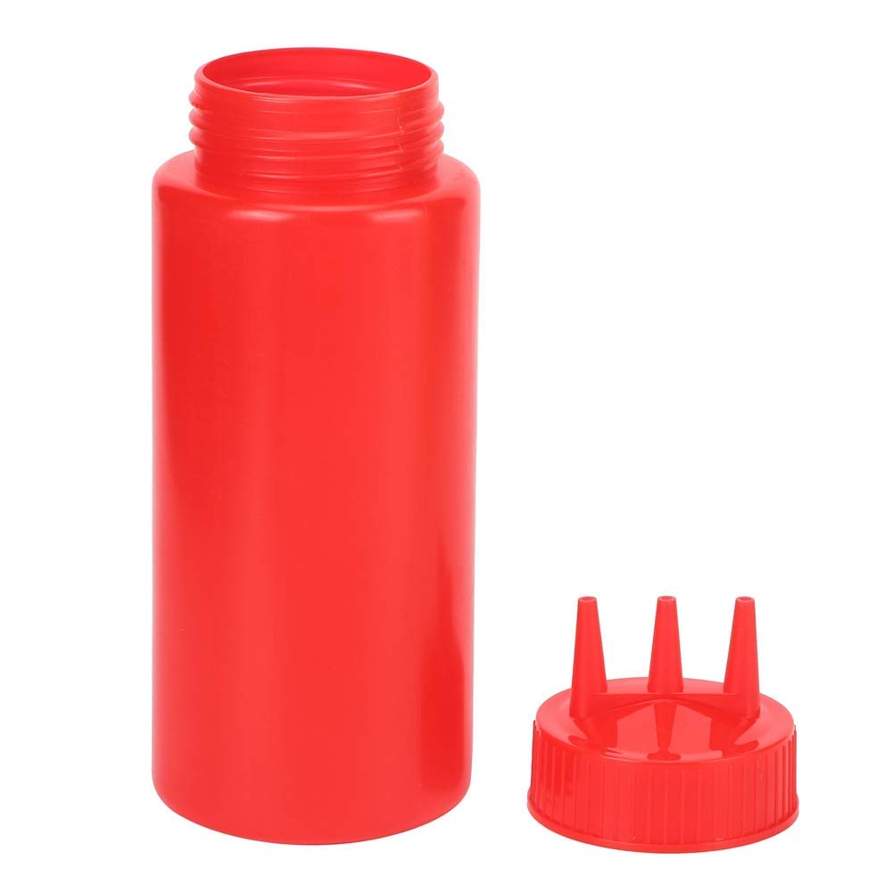 3 Pcs Condiment Squeeze Bottle, 3 Hole Plastic Squeeze Dispenser Bottles for Ketchup Hot Sauces Olive Oil 16 Oz